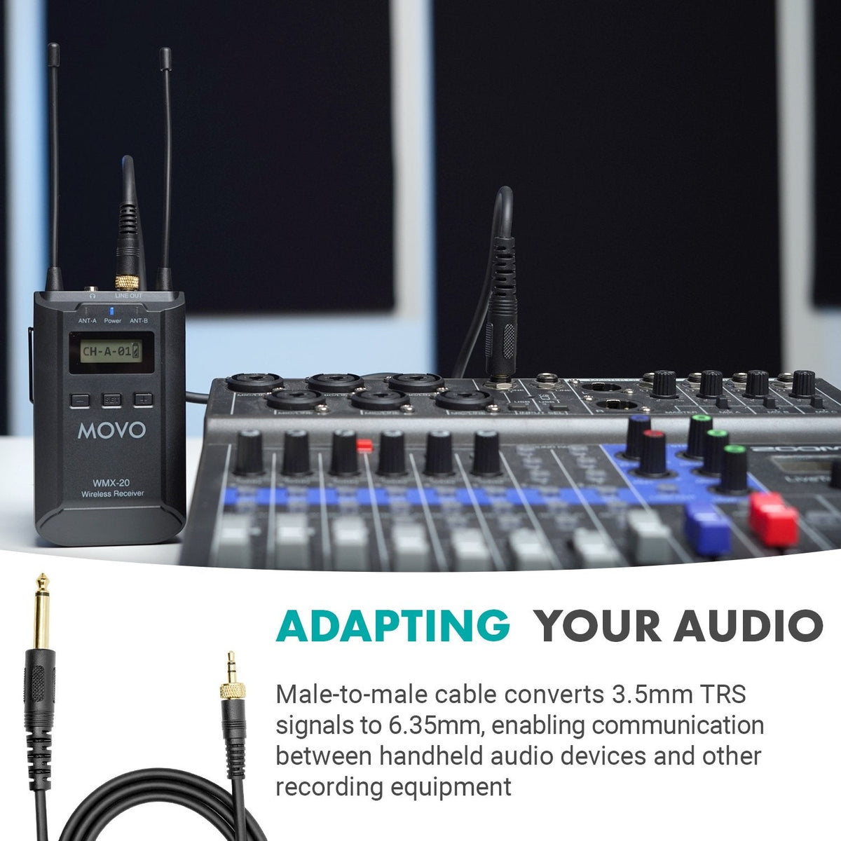 6.35mm Guitar - Locking 3.5mm TRS Adapter | WGA-2 | Movo - Movo