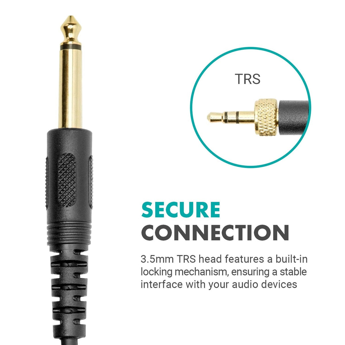 6.35mm Guitar - Locking 3.5mm TRS Adapter | WGA-2 | Movo - Movo