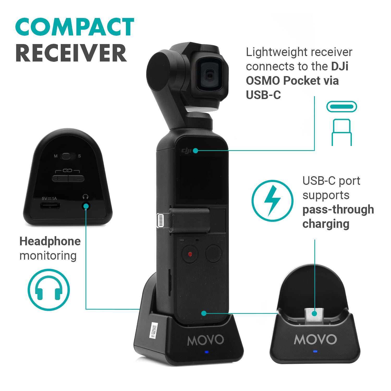 Movo EDGE-OP  Wireless Lapel Mic System for Osmo Pocket 1 & 2