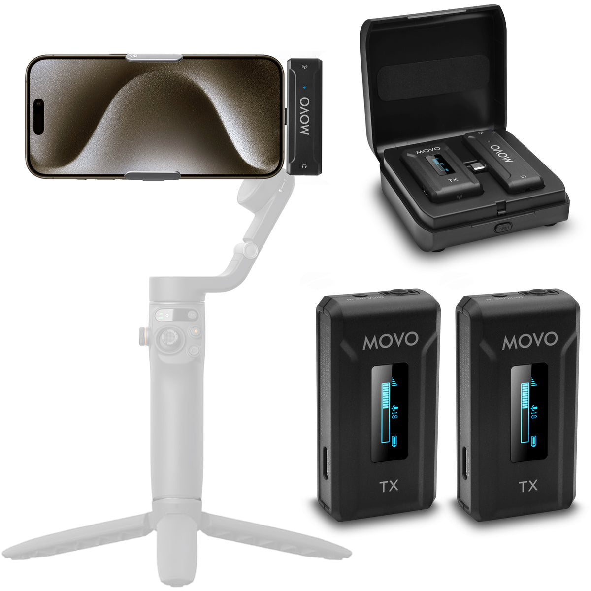 WMX-2-C-DUO-IP | iPhone 15 Dual Wireless Lav Mic System | Movo