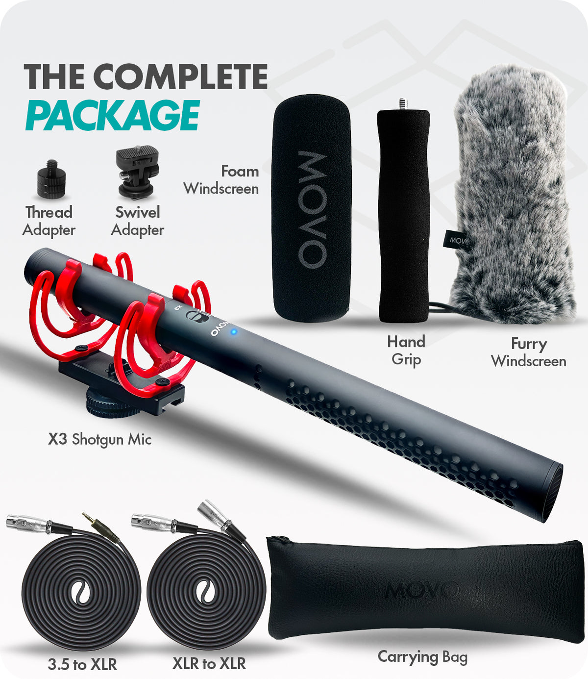 X3-II | Supercardioid Condenser Shotgun Mic for DSLR | Movo