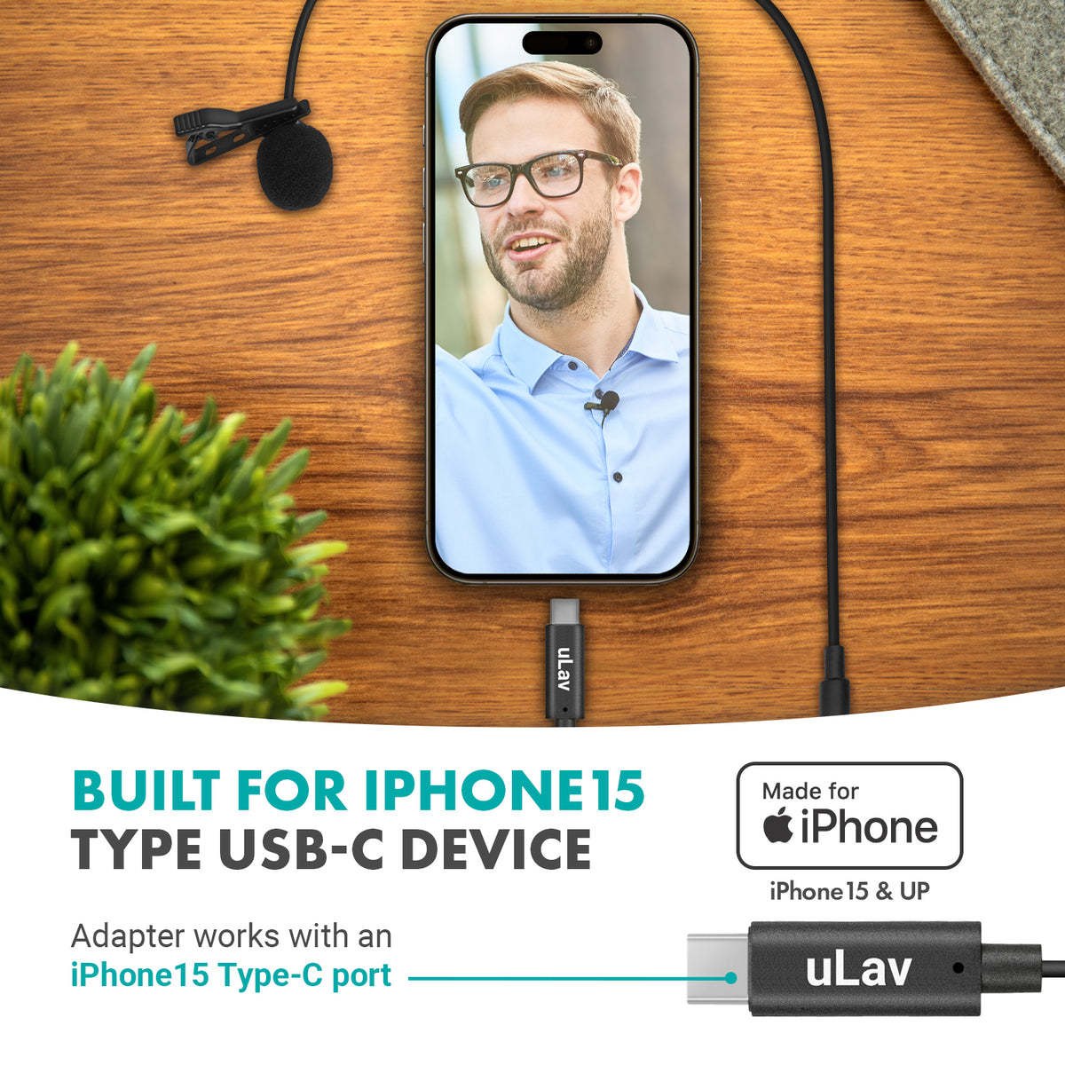uLav-IP | USB-C Clip-On Microphone for iPhone 15 | Movo