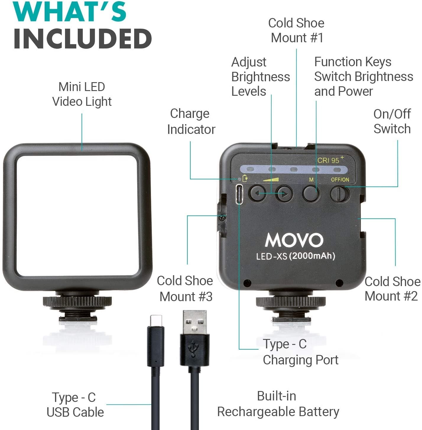 LED-XS | Adjustable Mini LED Camera Light | Movo