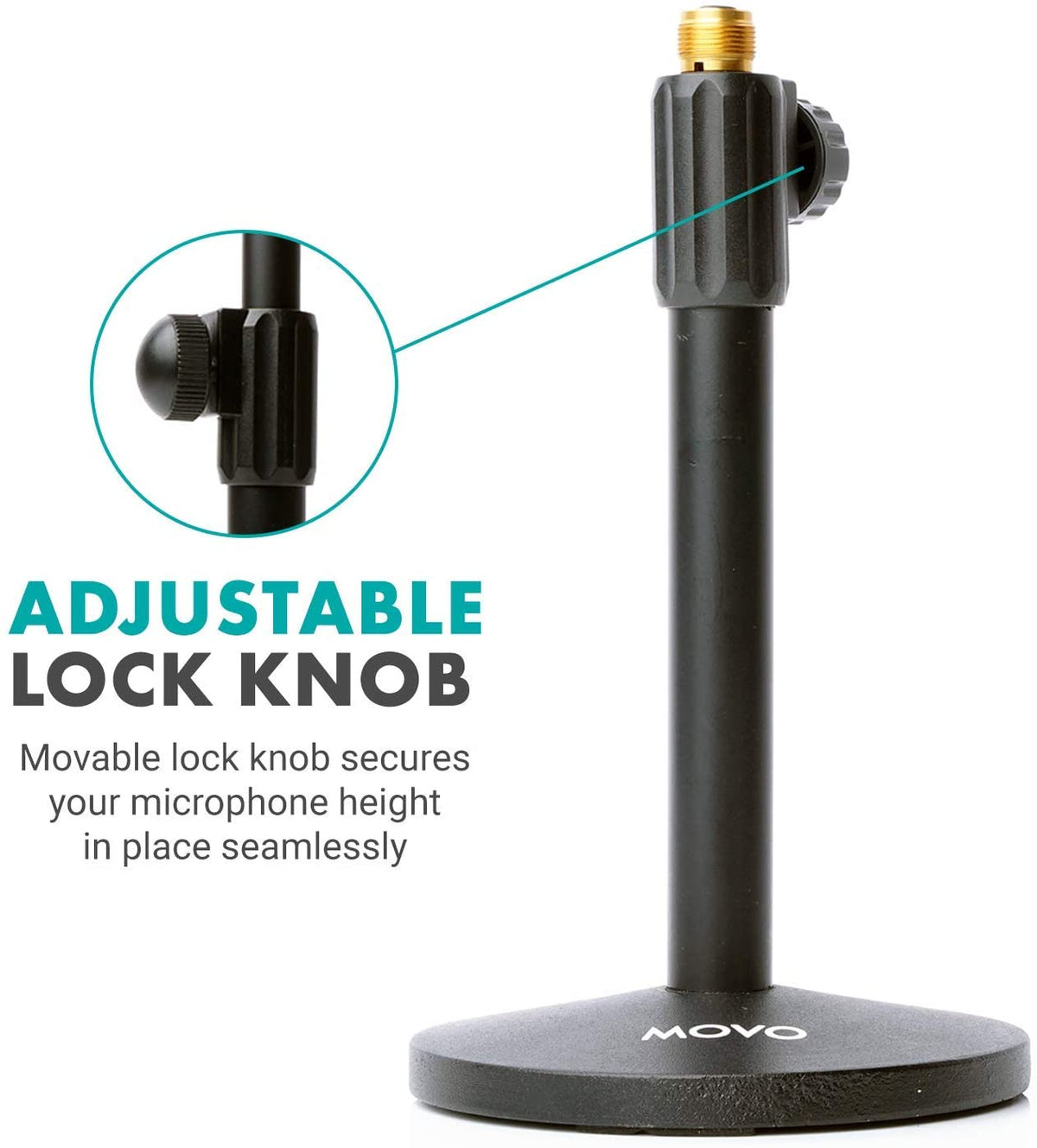 Adjustable Tabletop Mic Stand with Mic Clip | TMC-3 | Movo - Movo