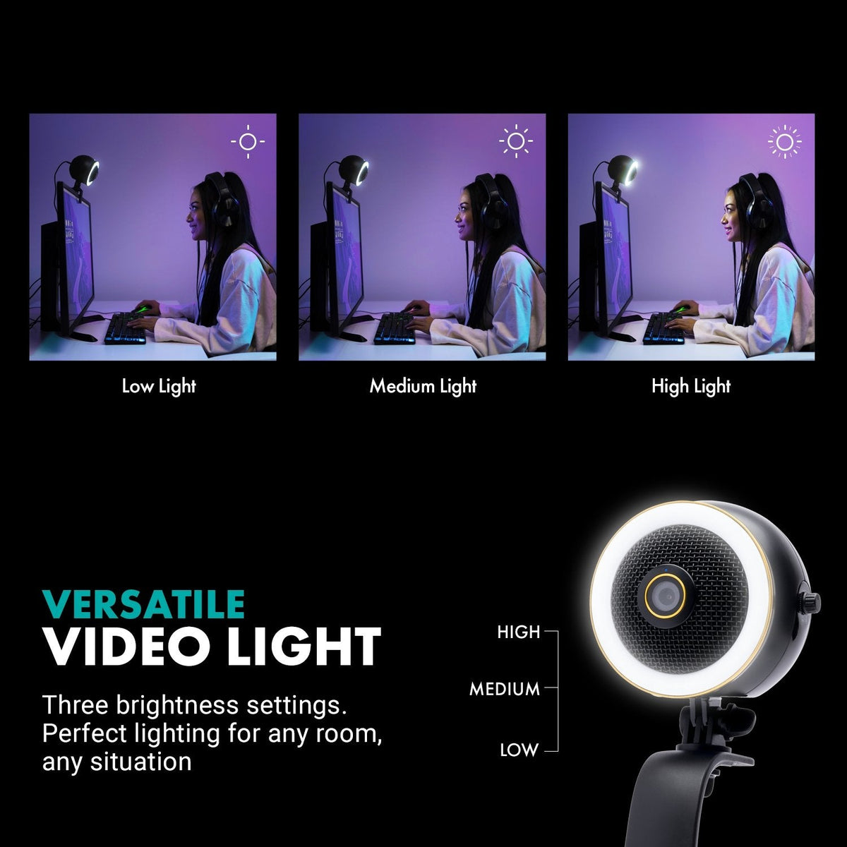 All-in-One HD Webcam W/ Microphone + Ring Light | WebMic HD Pro | Movo - Movo