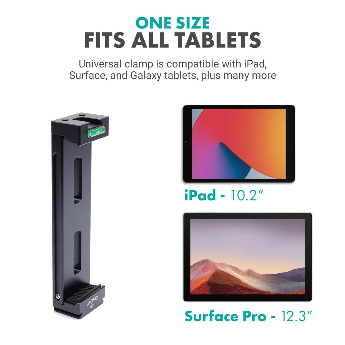 Aluminum Tablet Tripod Mount W/Shoe for Light/Mic. | TBR-1 | Movo - Movo