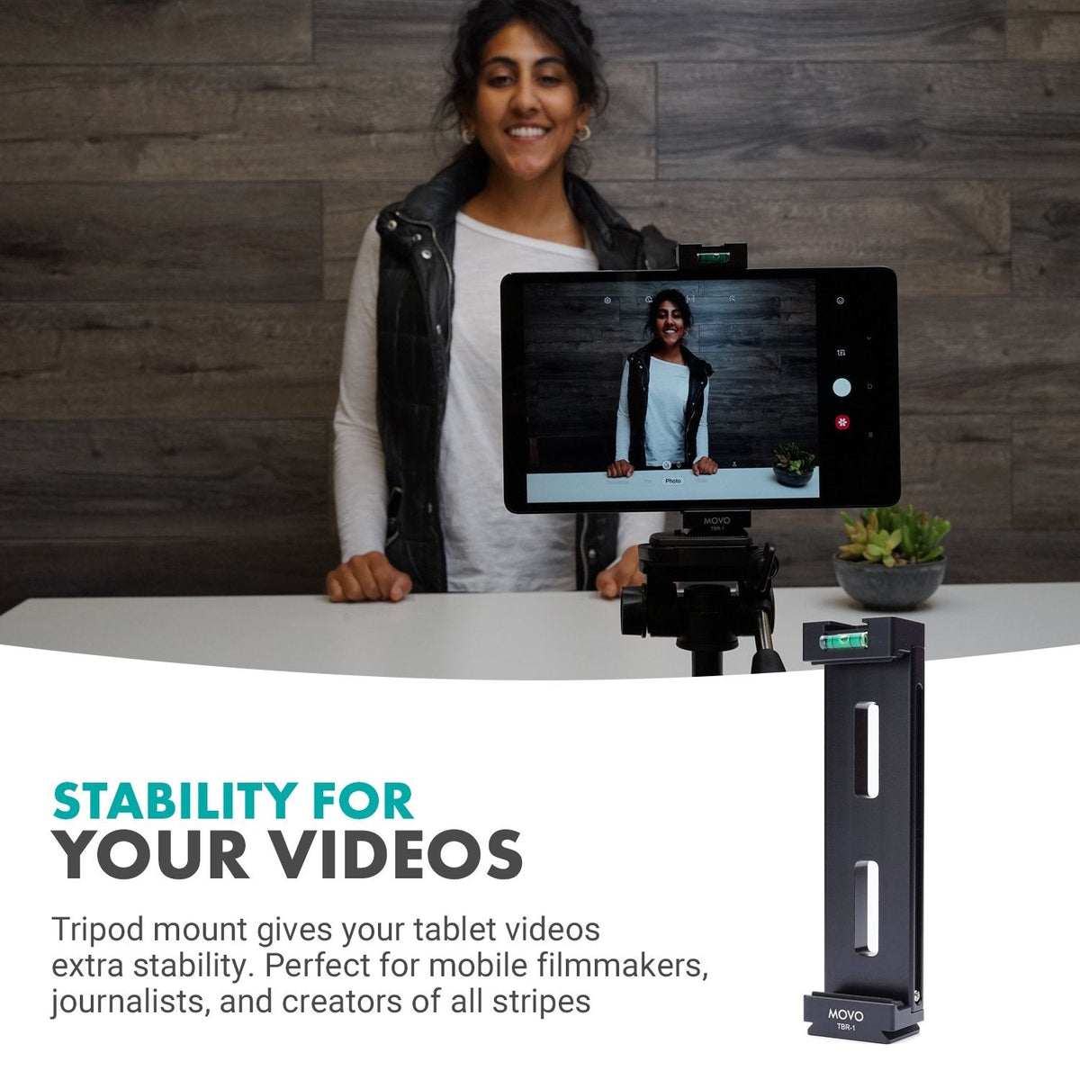 Aluminum Tablet Tripod Mount W/Shoe for Light/Mic. | TBR-1 | Movo - Movo