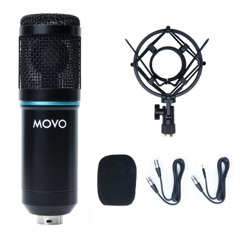 PC-M6 | Podcasting Microphone XLR 3.5mm W/ Pop Filter | Movo