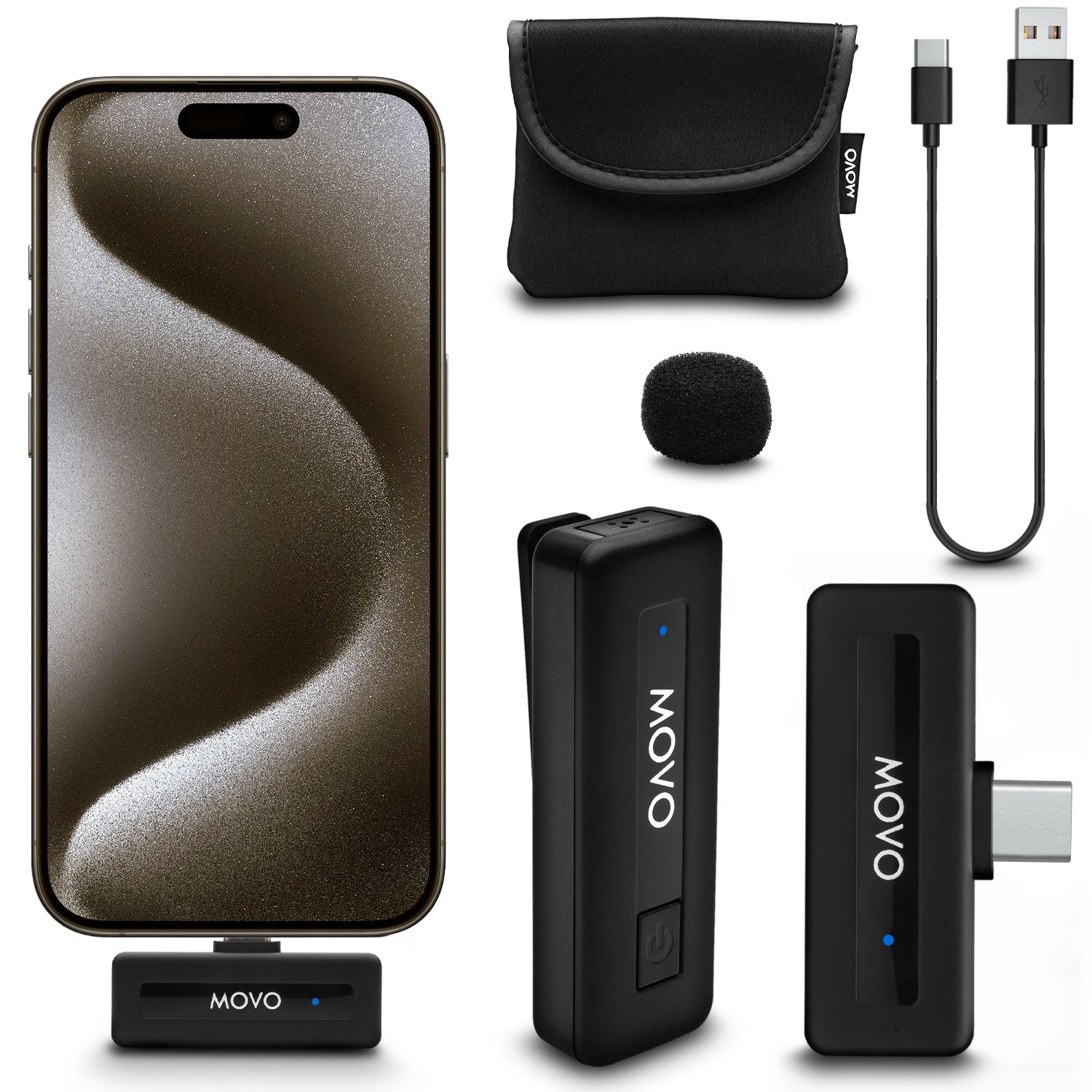 Wireless Mini UC-IP | Wireless Lavalier Microphone System for iPhone 15 | Movo