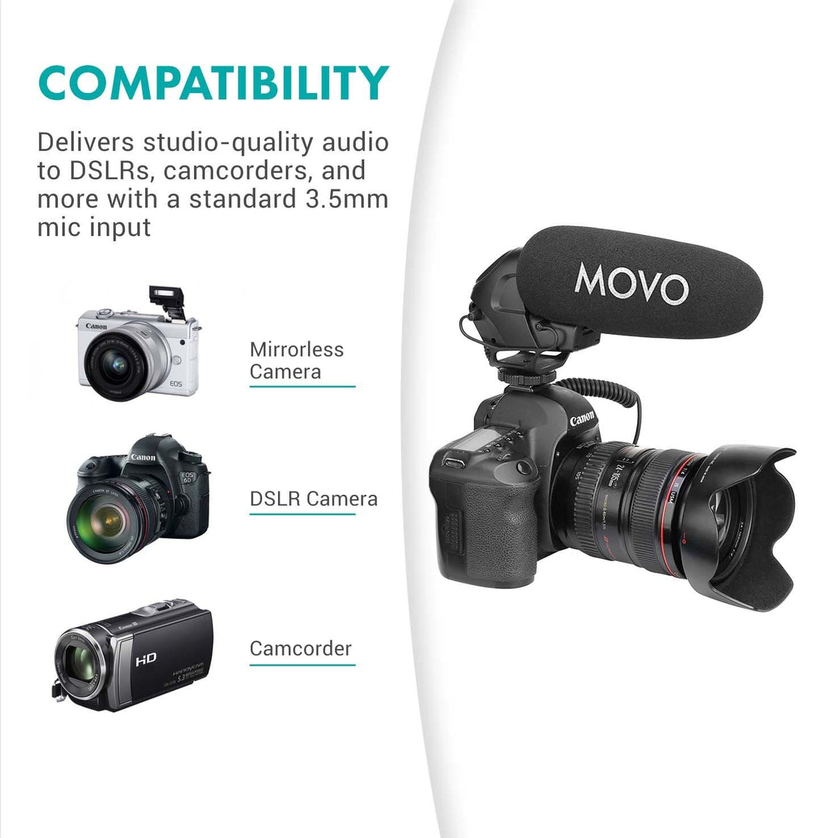 Camera Mounted Supercardioid Microphone | VXR3031 | Movo - Movo