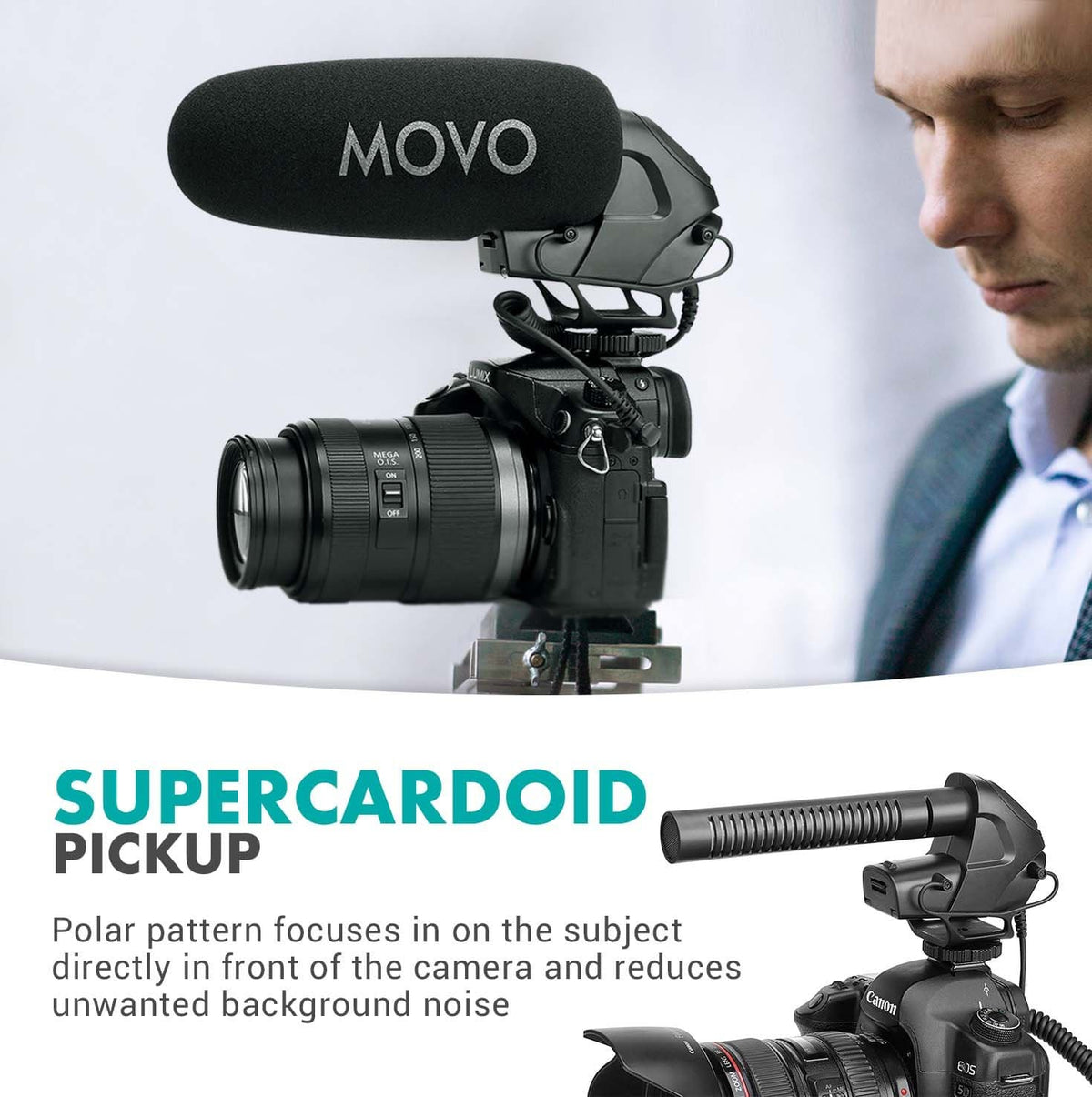 Camera Mounted Supercardioid Microphone | VXR3031 | Movo - Movo