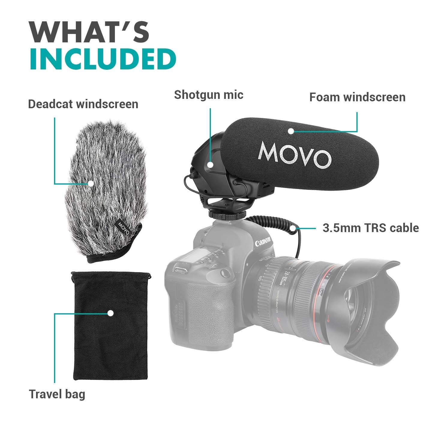 Camera Mounted Supercardioid Microphone | VXR3031 | Movo - Movo