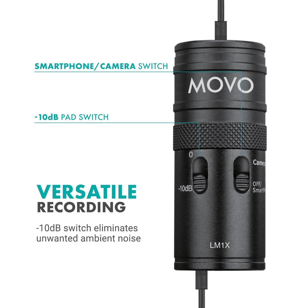 Clip-on Omnidirectional Lav Mic W/ Audio Level Attenuation - Movo