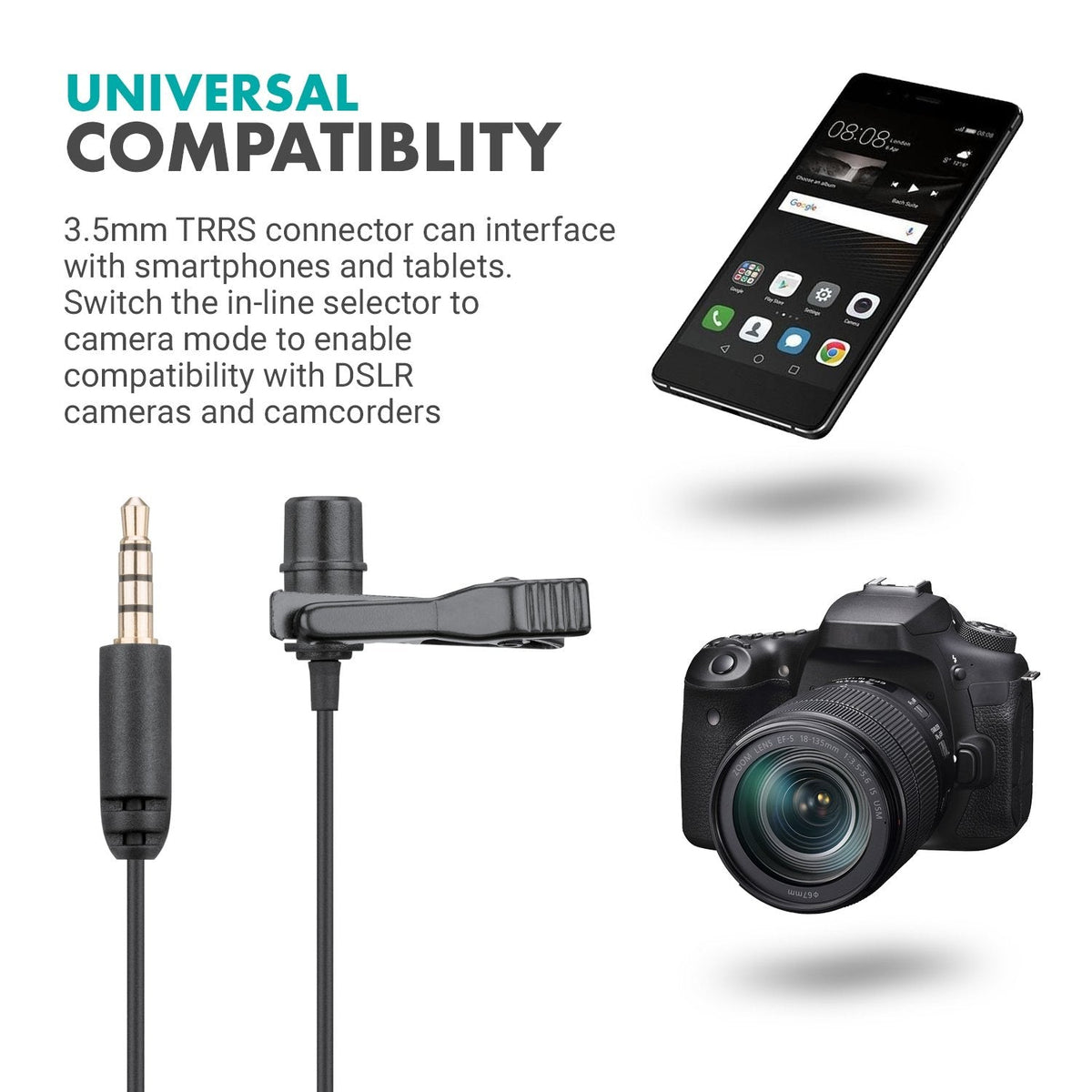 Clip-on Omnidirectional Lav Mic W/ Audio Level Attenuation - Movo