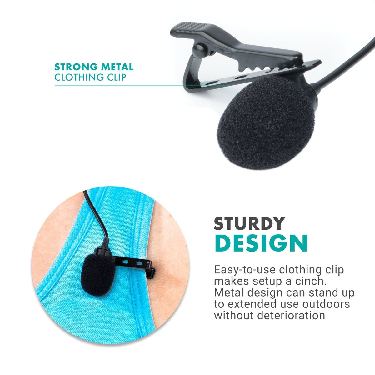 Clip-on Omnidirectional Lav Mic W/ Audio Level Attenuation - Movo