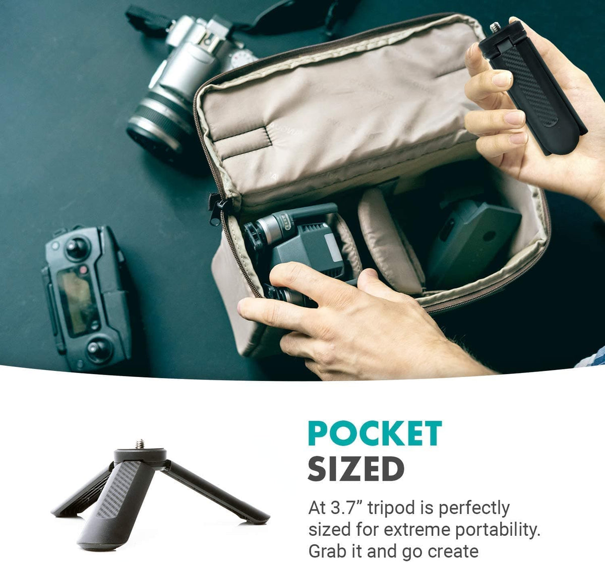 Compact Mini Tabletop Tripod/Hand Grip | TR-1 | Movo - Movo