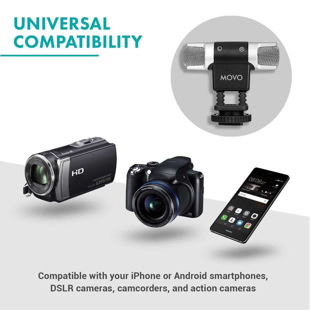 Compact Stereo Microphone | Universal Microphone Kit | VXR3000 | Movo - Movo