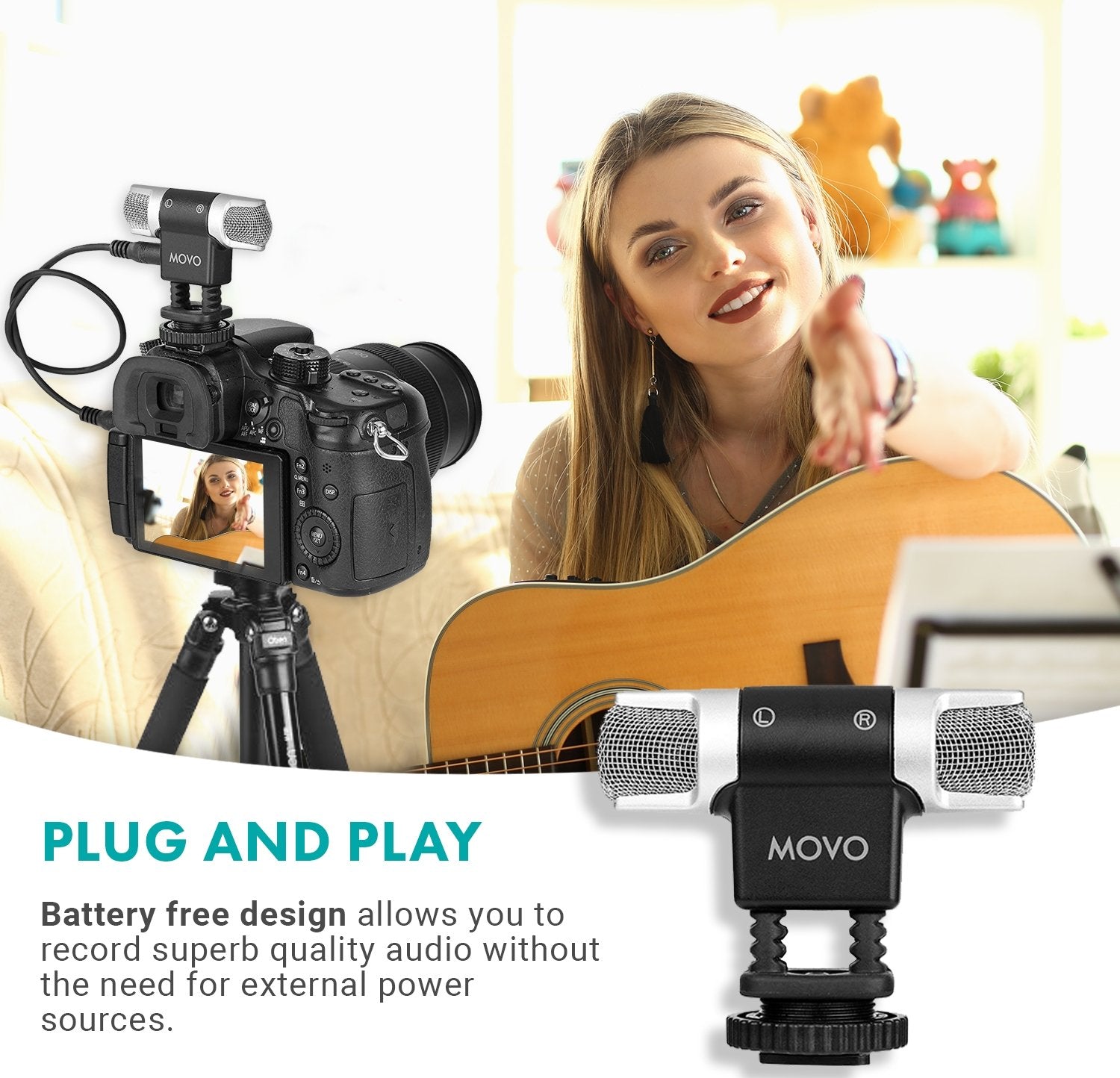 Compact Stereo Microphone | Universal Microphone Kit | VXR3000 | Movo - Movo