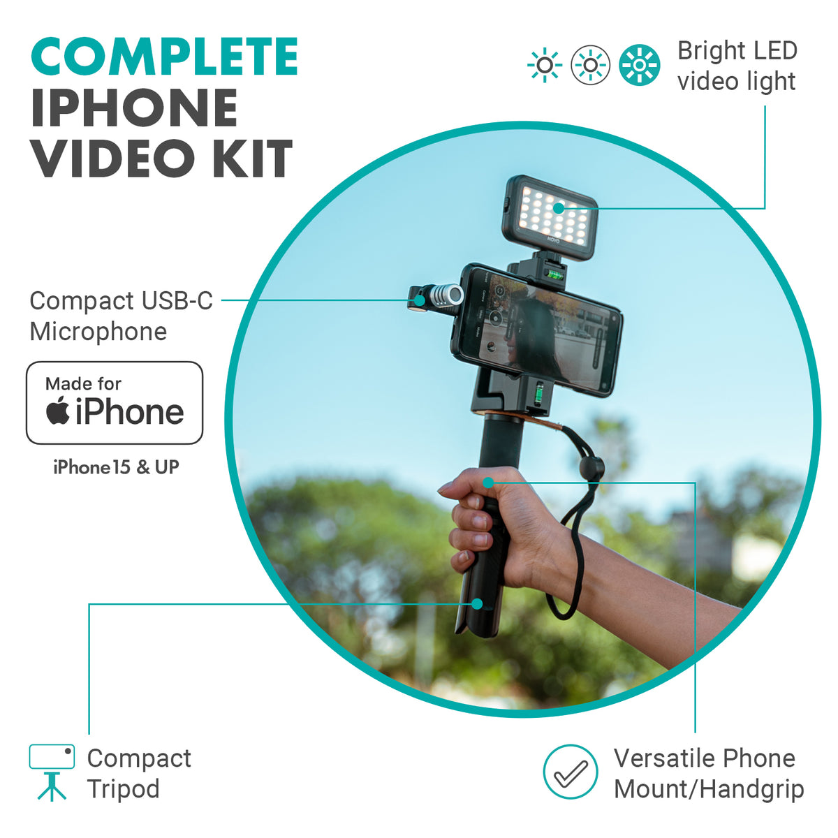 uVlogSK-IP | Vlogging Starter Kit for iPhone15 | Movo