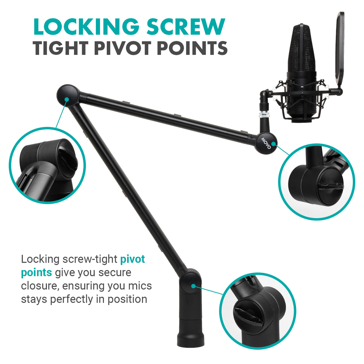 ASM-7 | Professional Mic Suspension Boom Scissor Arm | Movo