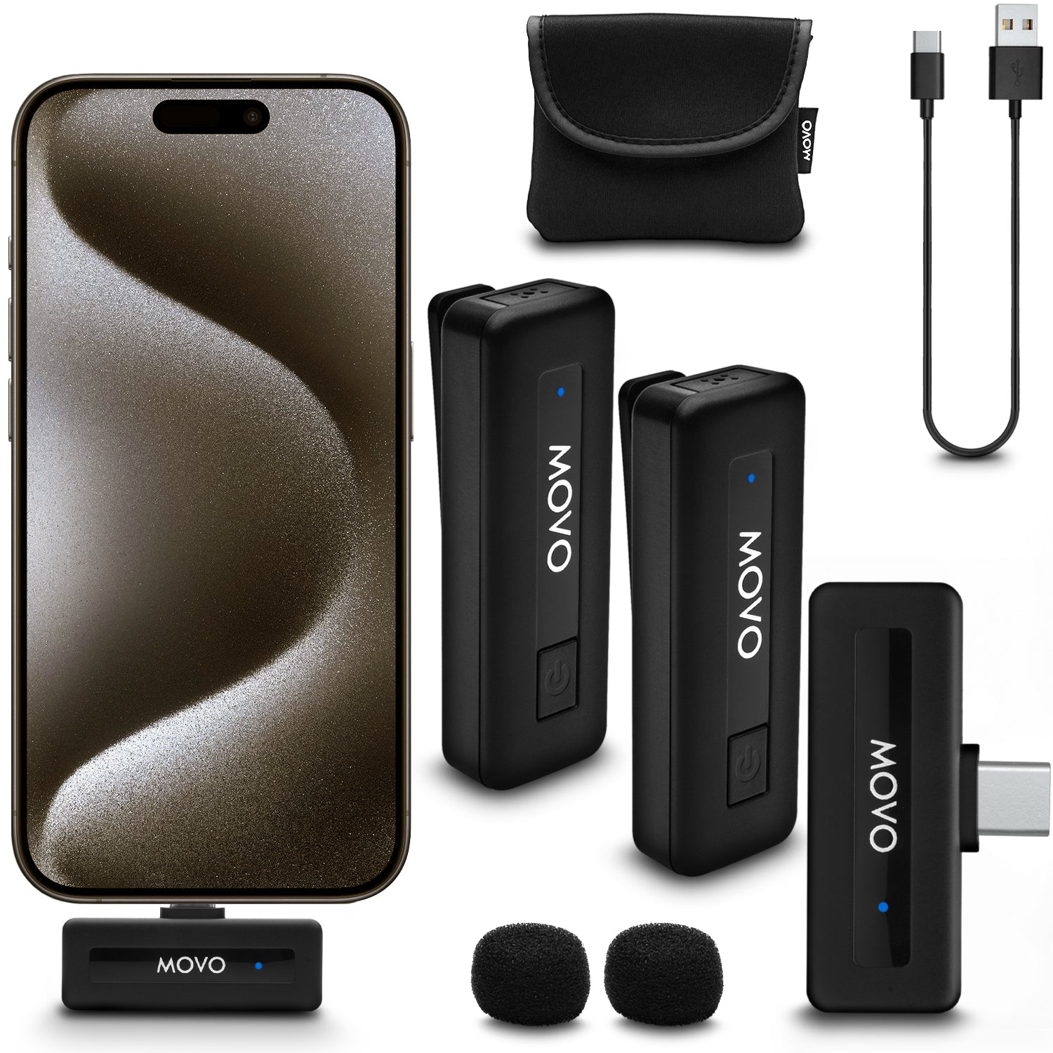 Wireless Mini UC DUO-IP | Dual USB-C Wireless Mic for iPhone 15 | Movo