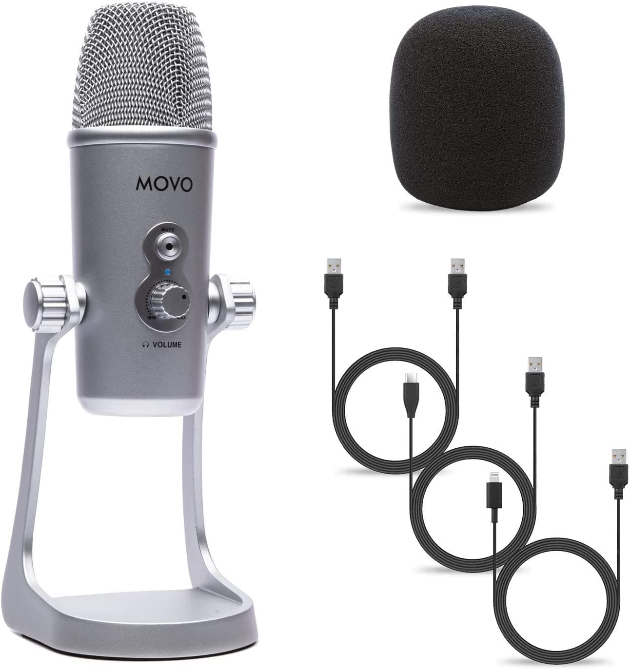 Movo MA5L External Microphone for iPhone, iPad, iOS - Mini Mic for iPhone  with MFi-Certified Lightning Jack, 180° Swivel - Apple Smartphone  Microphone