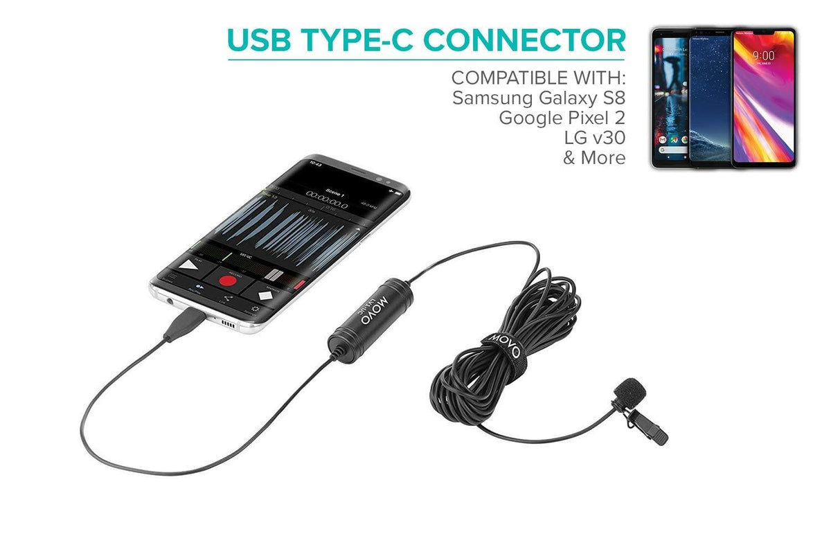 Digital Lav Omni Clip-on Mic with USB Type-C Connector - Movo