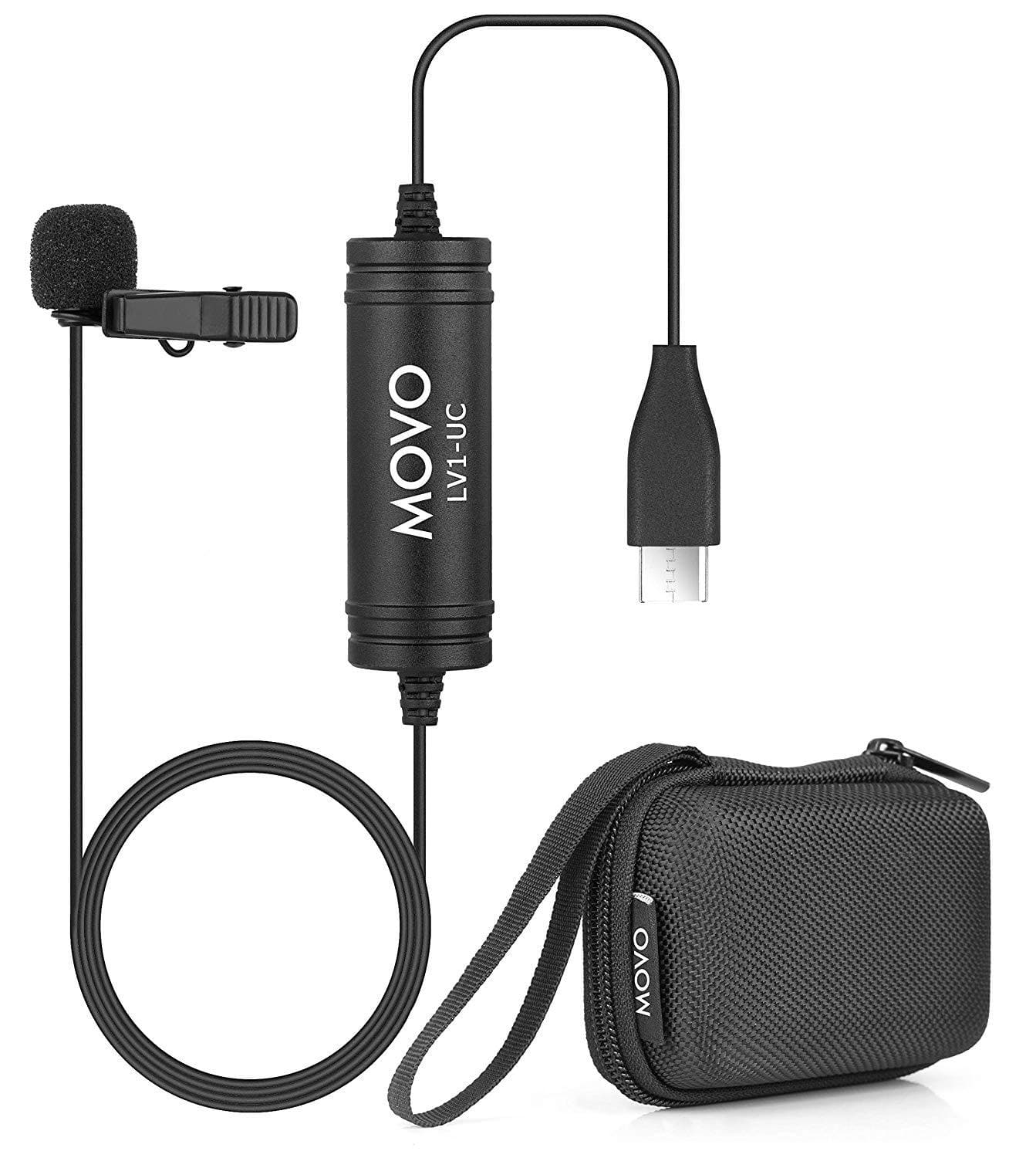  Movo LV1 Lavalier Lapel Clip on Microphone for Cameras,  Camcorders and Smartphones Compatible with iPhone and Android Perfect Lav  Mic for Filming Podcast, Vlogging and  Videos : Musical Instruments