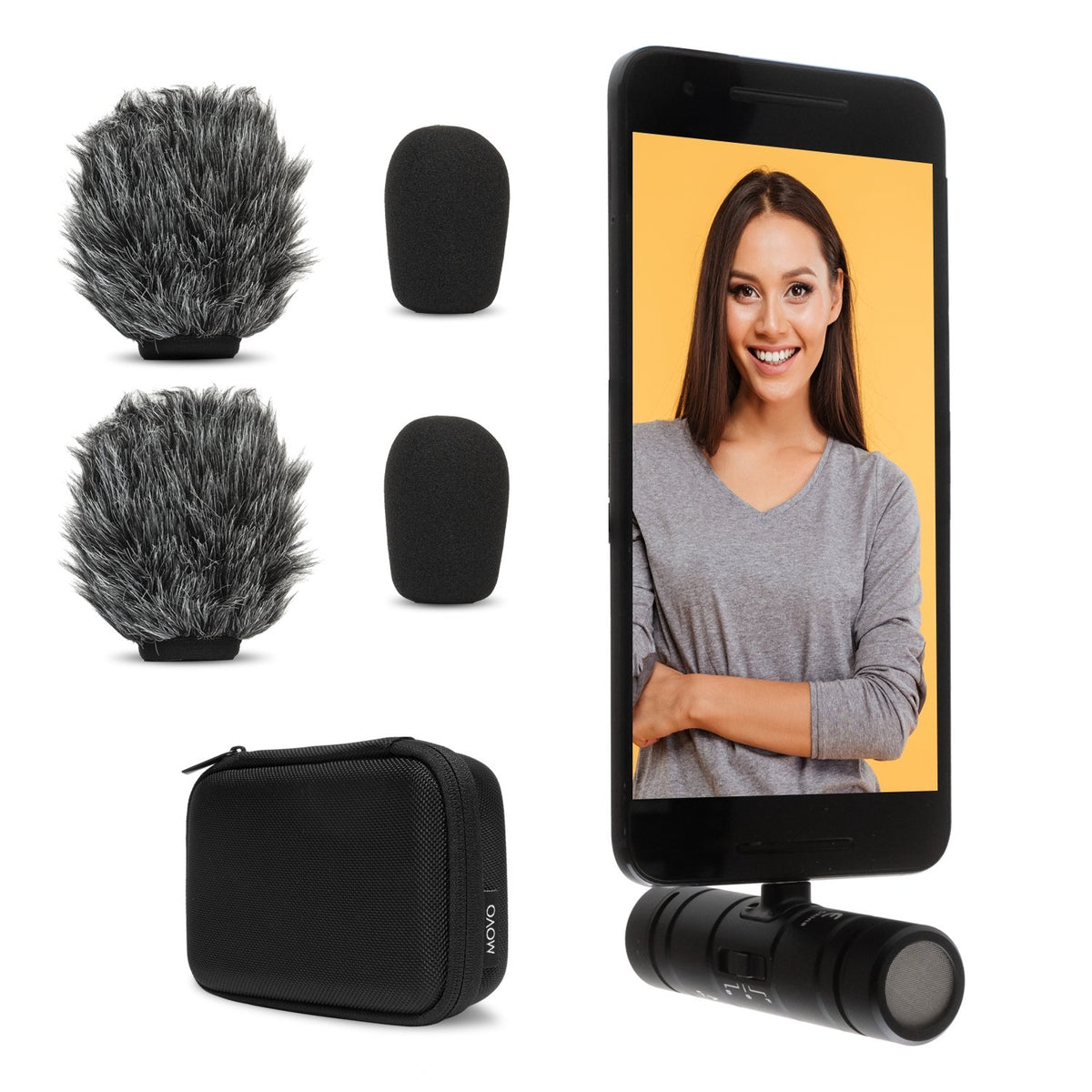 Capsule Phone DoubleMic-UC | Dual Capsule Phone Microphone for USB-C Devices | Movo