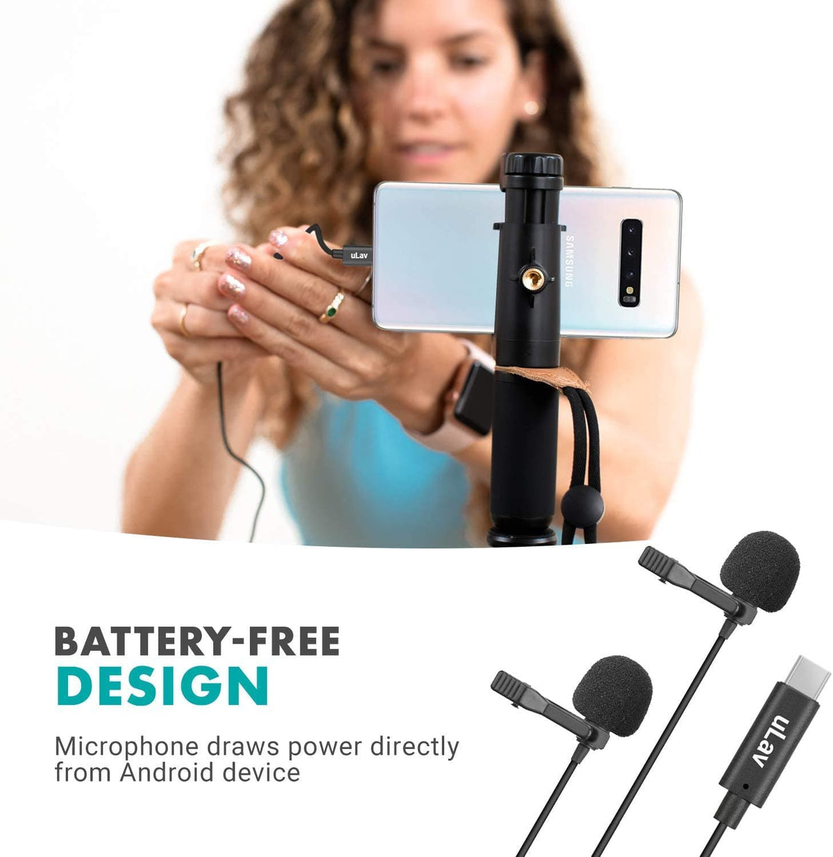 Dual Digital Lavalier Omnidirectional Clip-on Microphone with USB-C - Movo