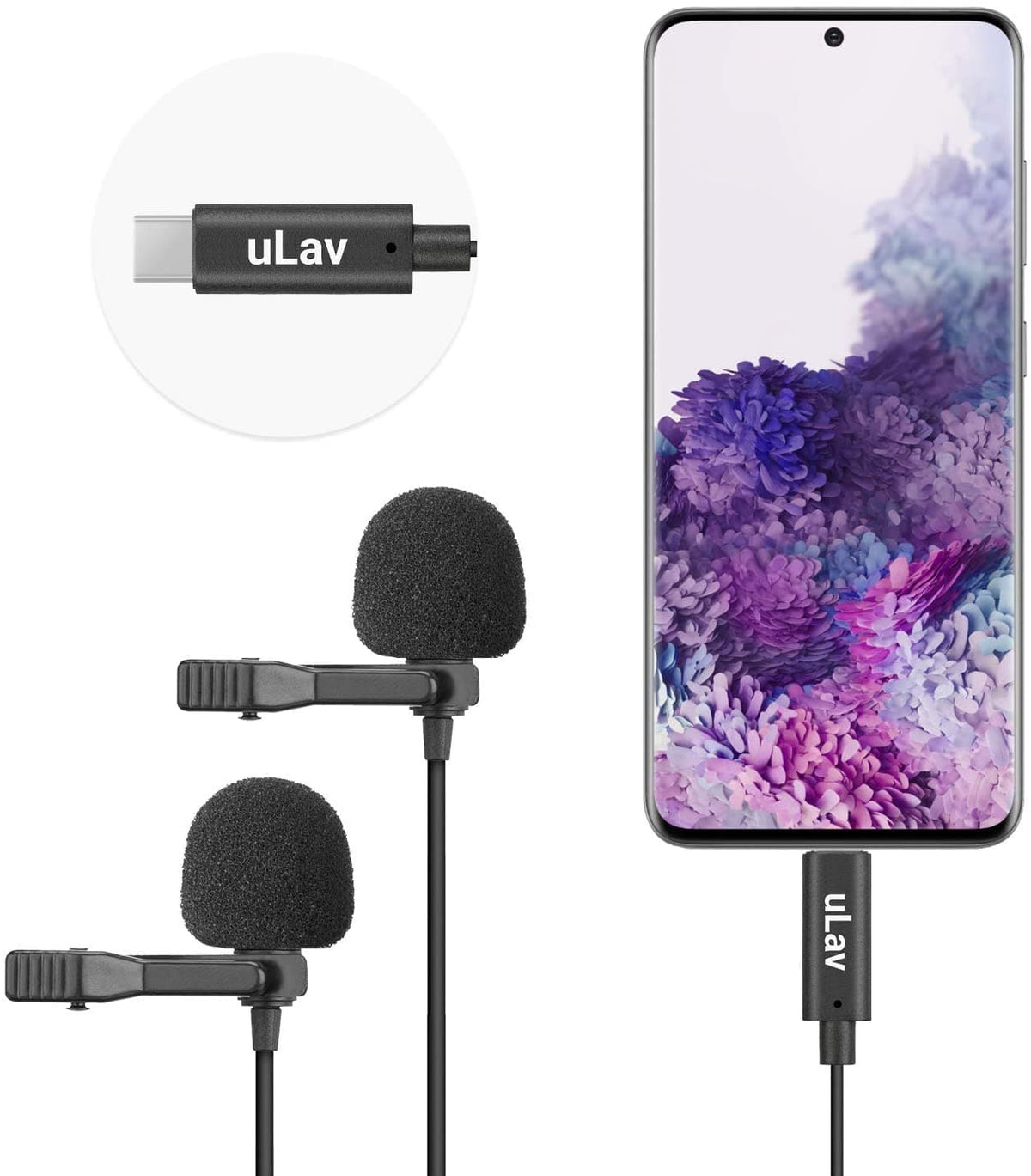 Dual Digital Lavalier Omnidirectional Clip-on Microphone with USB-C - Movo