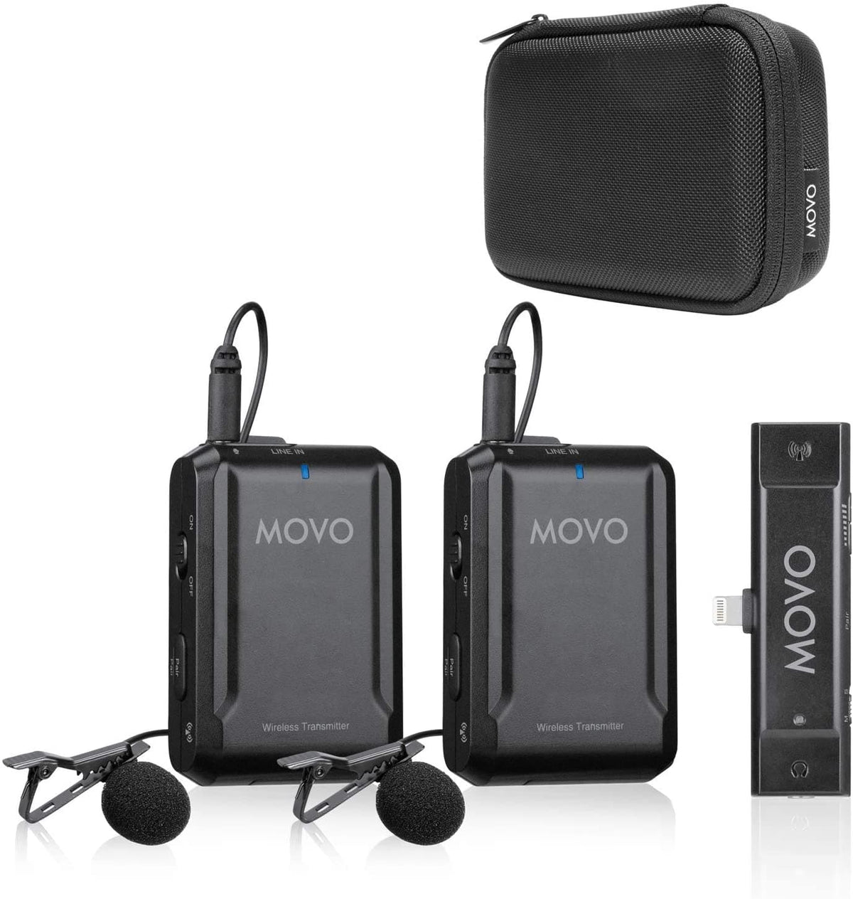 Dual Wireless Lavalier Microphone System for iPhone and iPad - Movo