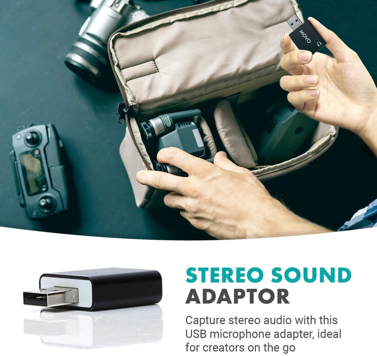 External USB Stereo Sound Card Adapter for PC &amp; Mac | Movo - Movo