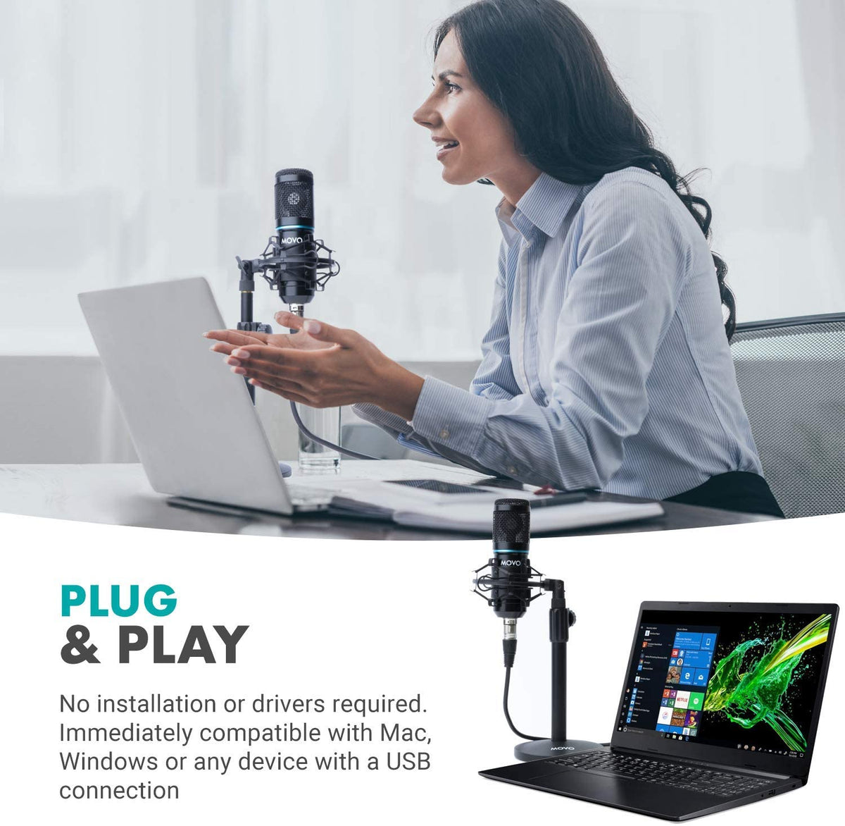 PC-M6 | Podcasting XLR Microphone With Pop Filter | Movo