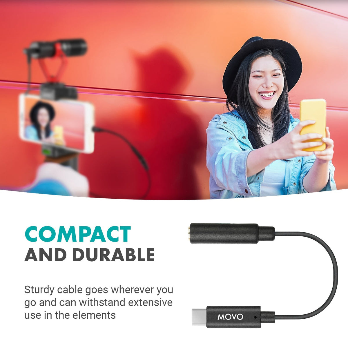 Female 3.5mm TRRS to USB-C Mic. Adapter | UCMA-2 | Movo - Movo