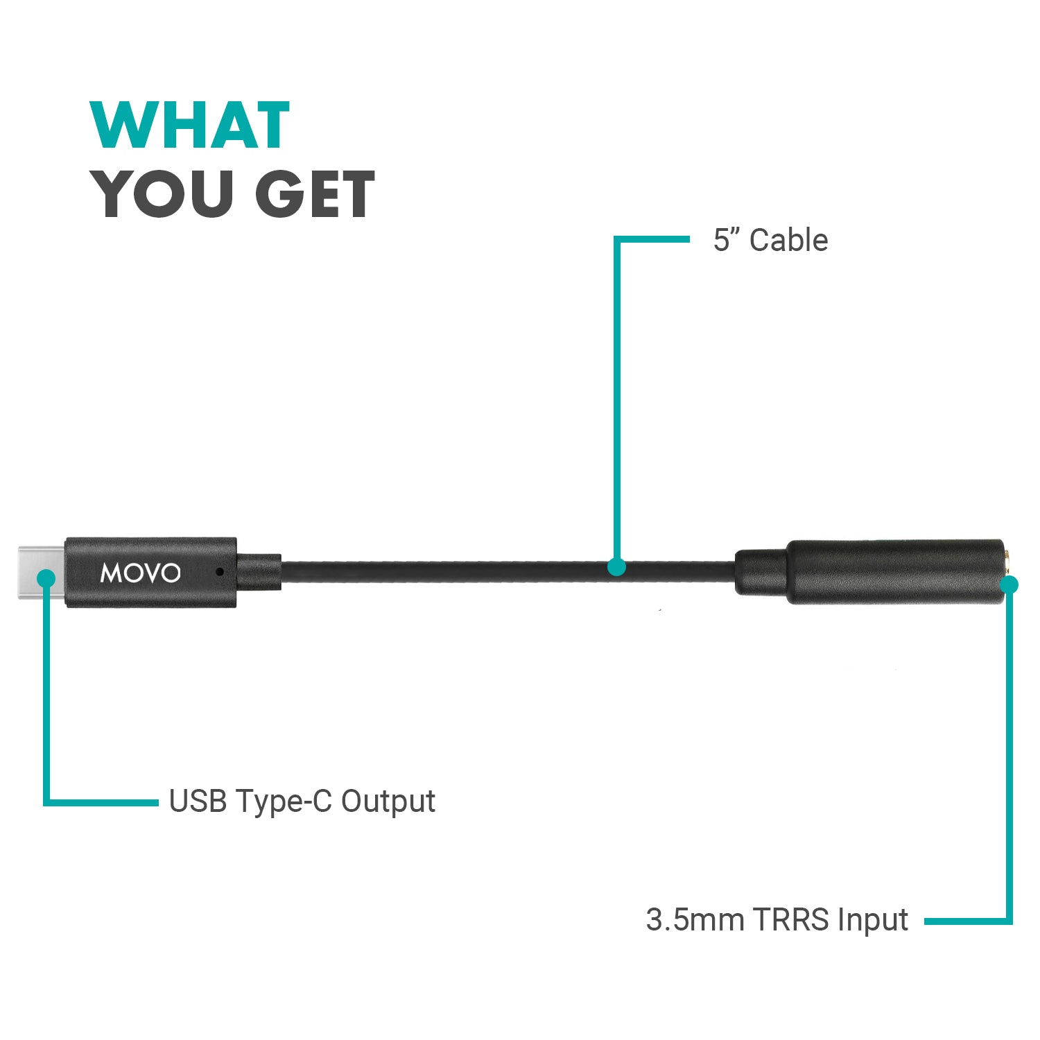 Female 3.5mm TRRS to USB-C Mic. Adapter | UCMA-2 | Movo - Movo