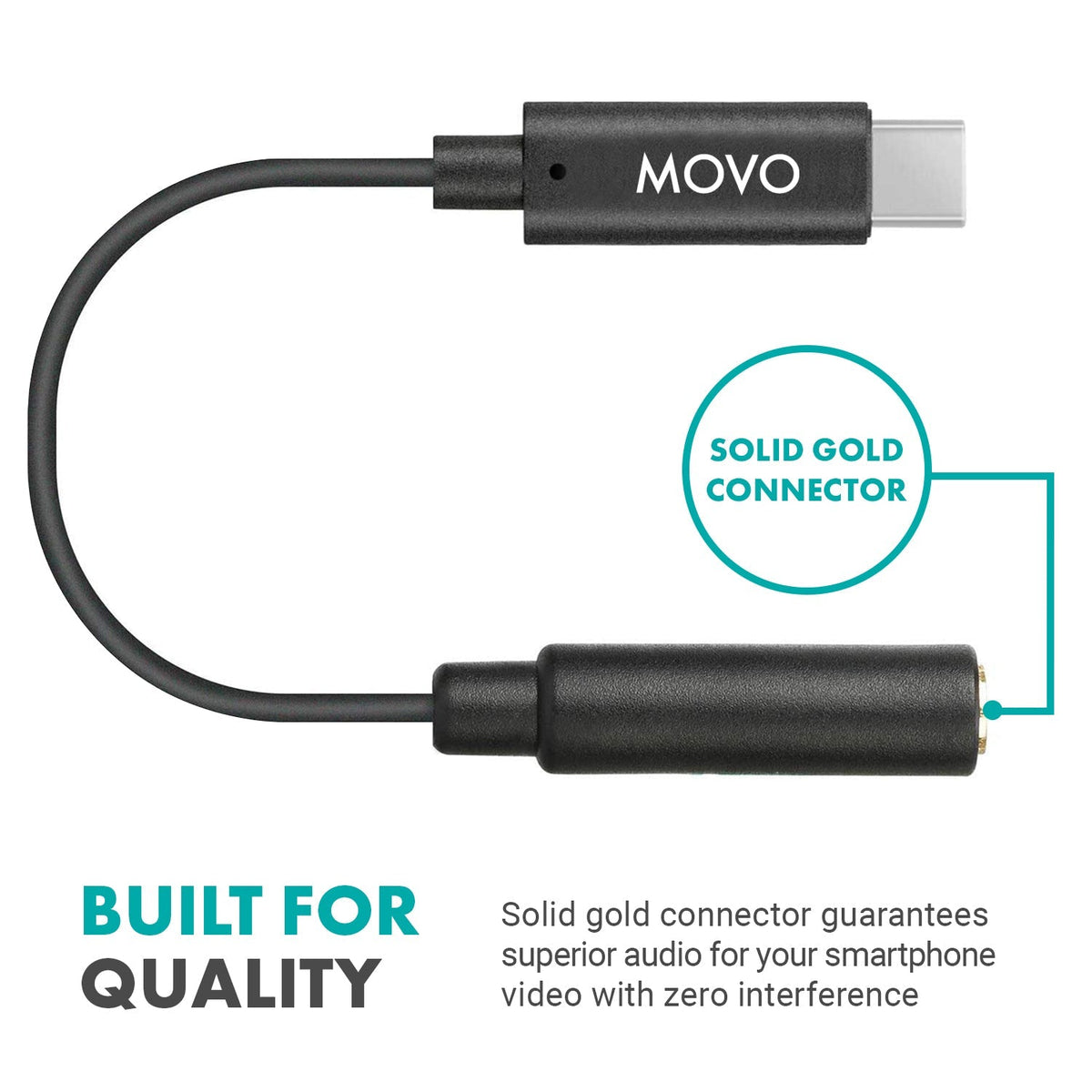 Female 3.5mm TRRS to USB-C Mic. Adapter | UCMA-2 | Movo - Movo