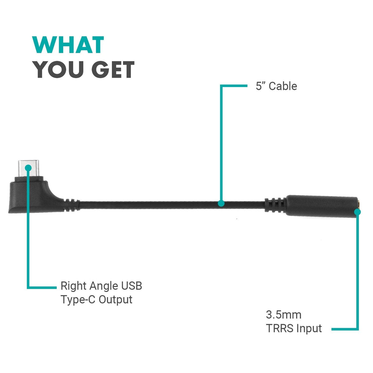 Female 3.5mm TRRS to USB-C Right Angle Mic. Cable | UCMA-3 | Movo - Movo
