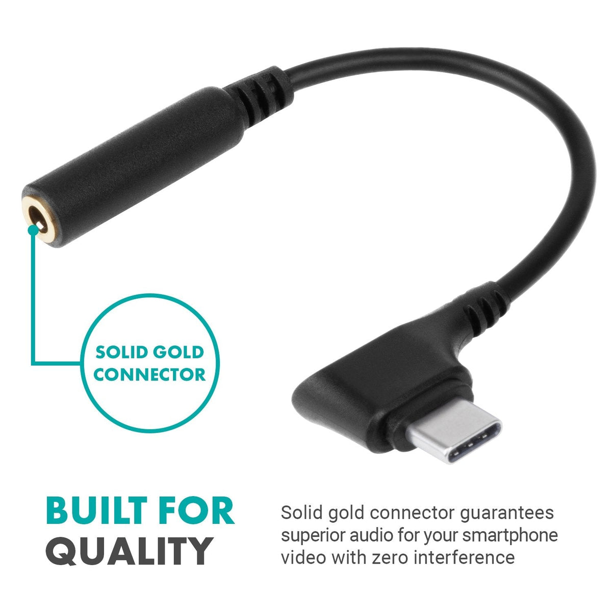 Female 3.5mm TRRS to USB-C Right Angle Mic. Cable | UCMA-3 | Movo - Movo