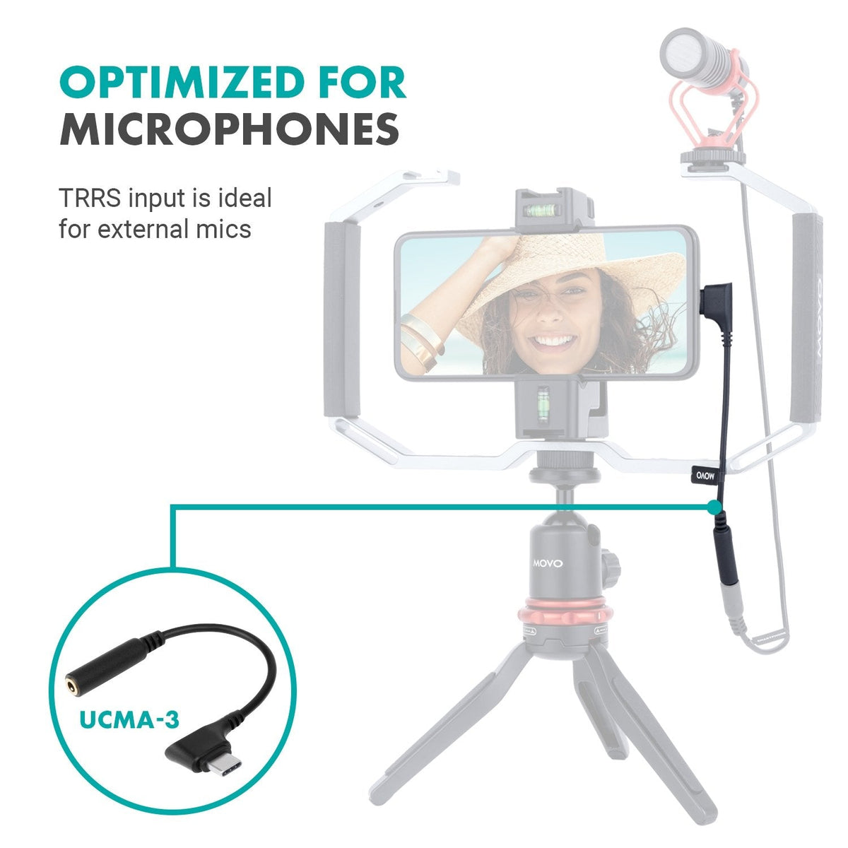 Female 3.5mm TRRS to USB-C Right Angle Mic. Cable | UCMA-3 | Movo - Movo