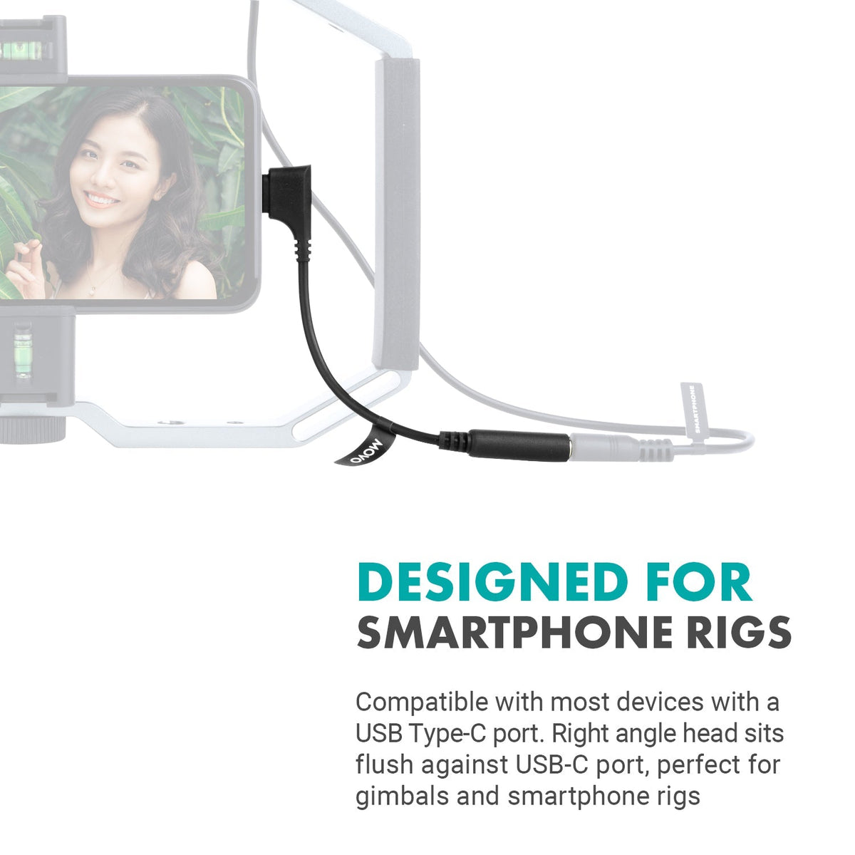 Female 3.5mm TRRS to USB-C Right Angle Mic. Cable | UCMA-3 | Movo - Movo