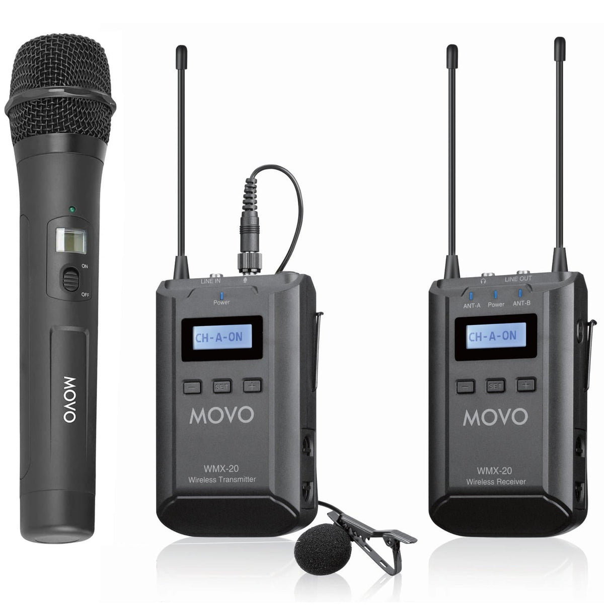 Handheld + Lavalier Wireless UHF Microphone Bundle - Movo