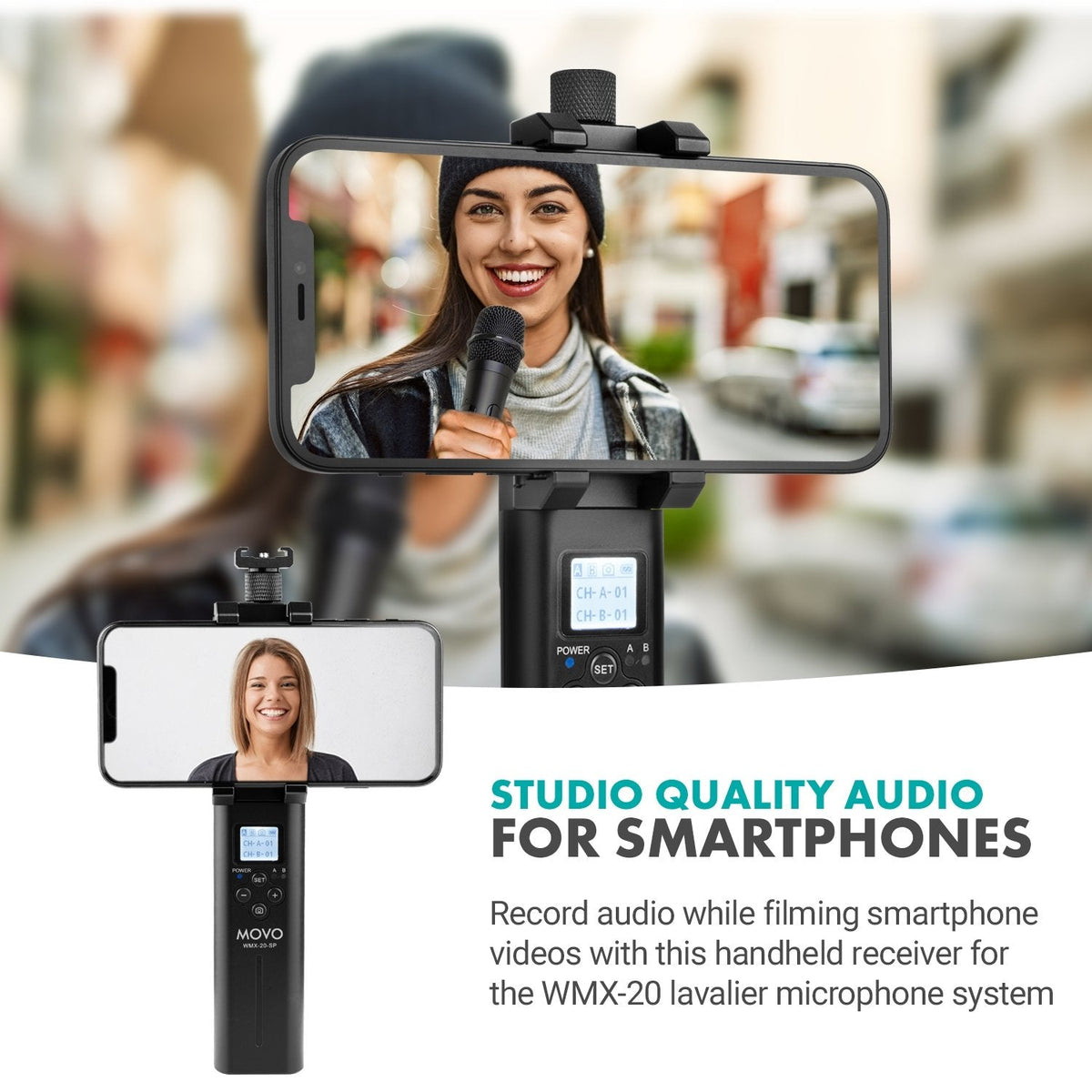 Handheld Receiver for UHF Wireless Lav Mic System - Movo