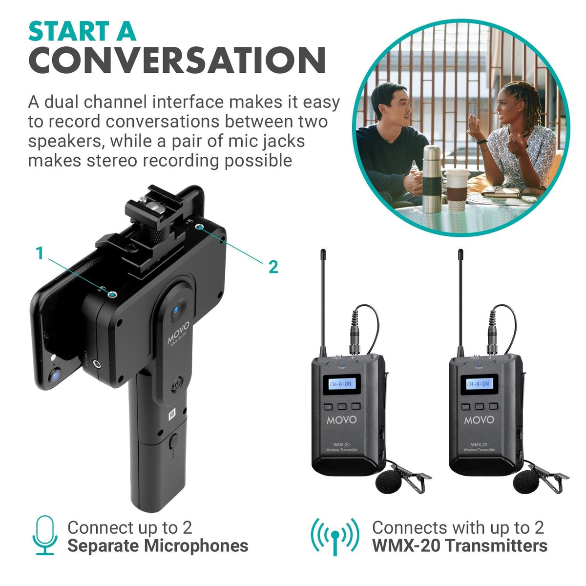 Handheld Receiver for UHF Wireless Lav Mic System - Movo
