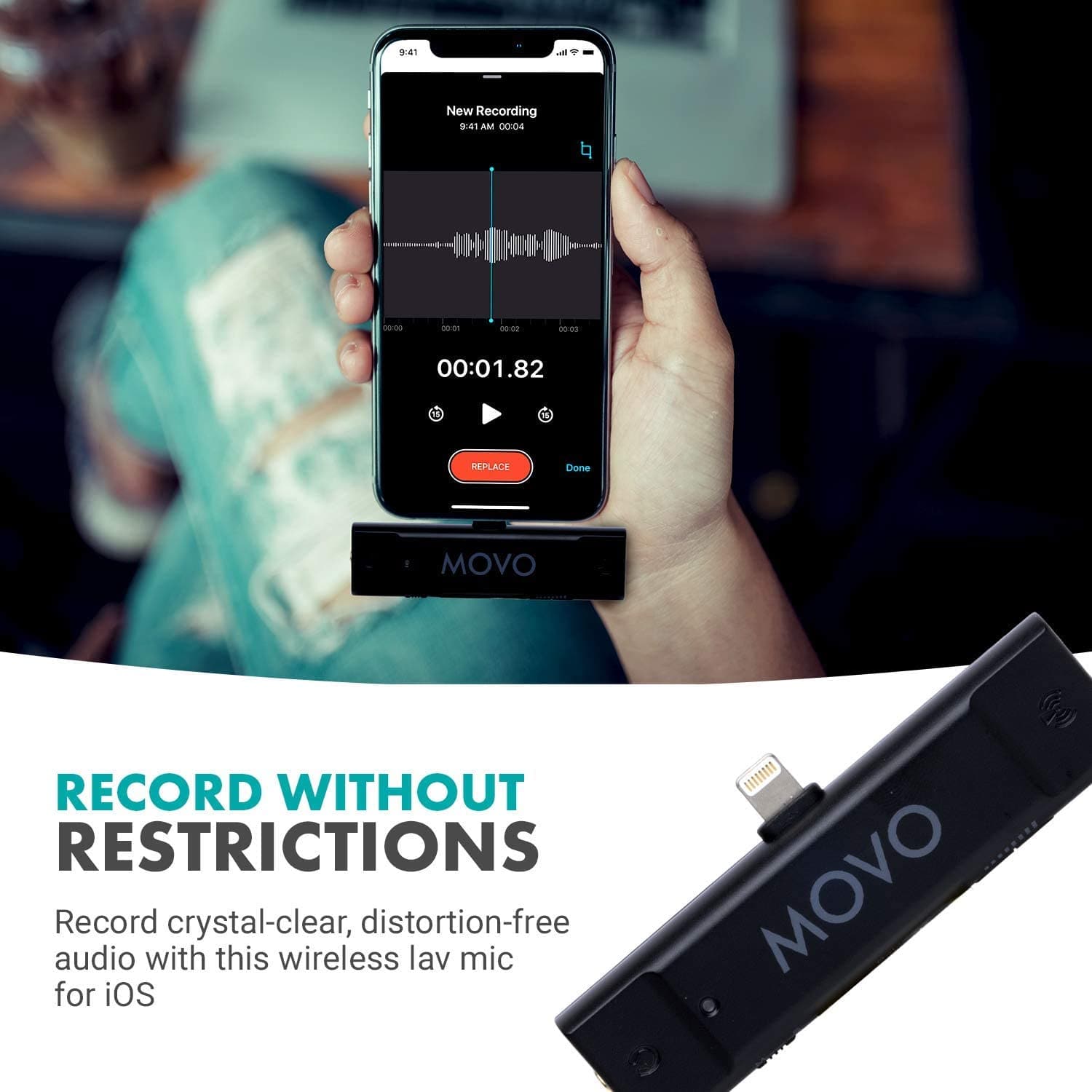 Movo LV1-DI High Fidelity Digital Lavalier Omnidirectional Clip on  Microphone for iPhone with MFi Certified Lightning Connector Compatible  with