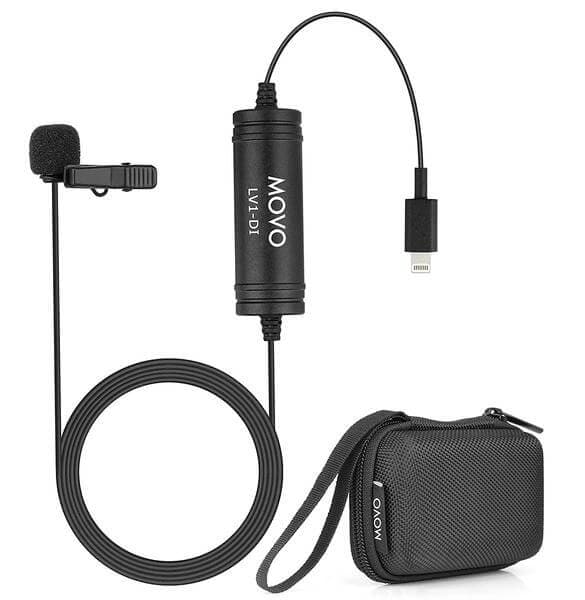  Movo LV1 Lavalier Lapel Clip on Microphone for Cameras,  Camcorders and Smartphones Compatible with iPhone and Android Perfect Lav  Mic for Filming Podcast, Vlogging and  Videos : Musical Instruments