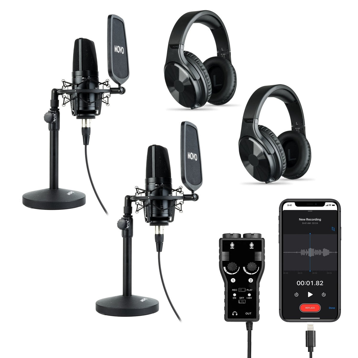 iPhone Podcast Equipment Bundle | Mics + Headphones | Movo - Movo
