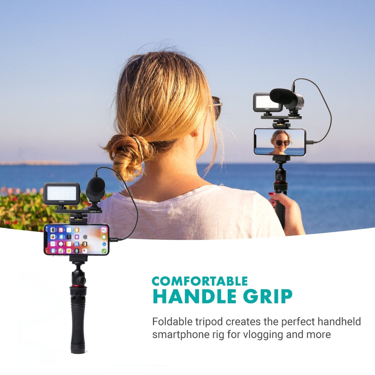 iPhone Vlogging Kit W/ Tripod, Mic, Light, More - Movo