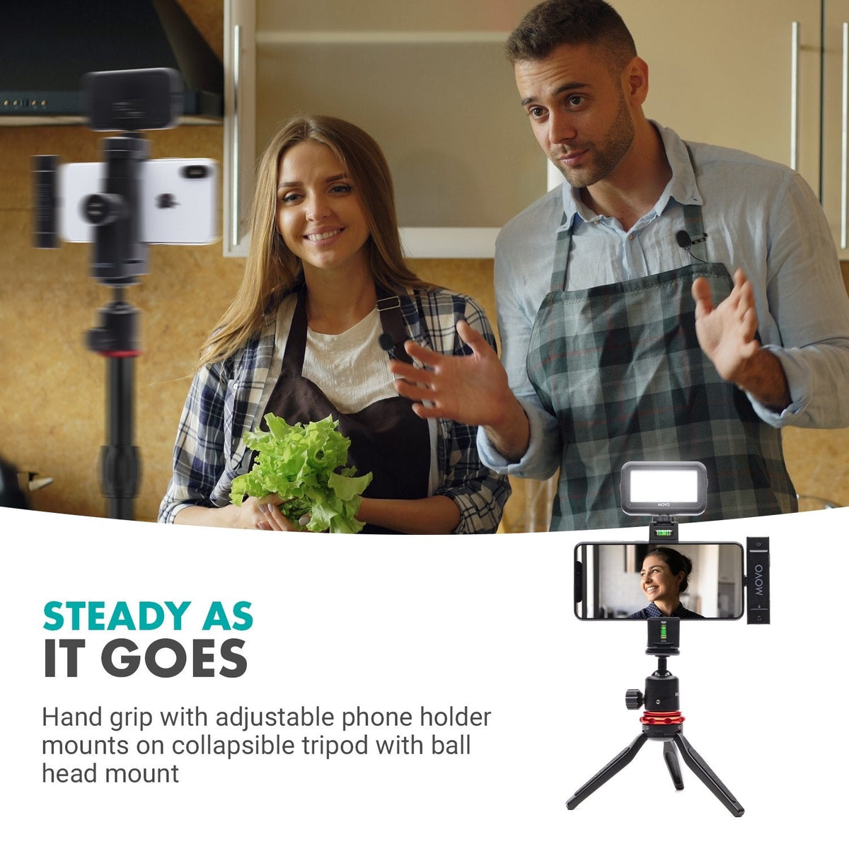 iVlog DI DUO | Smartphone Kit W/ Dual Wireless Mic, Light, + More - Movo