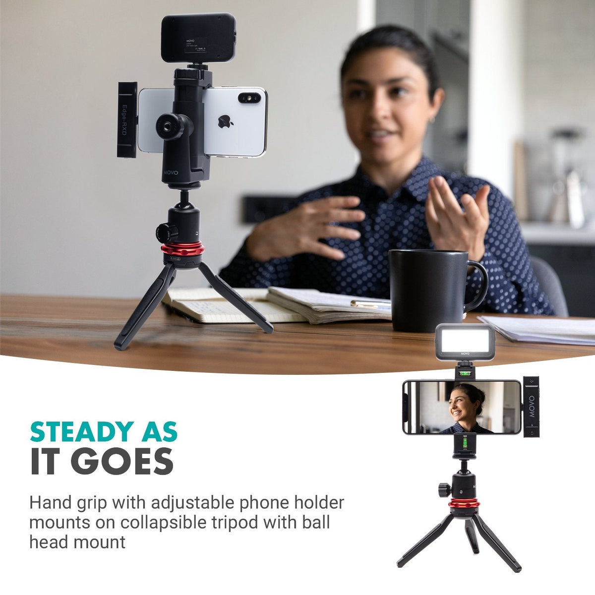iVlog DI Smartphone Kit W/ Lightning Mic, Light, + More - Movo